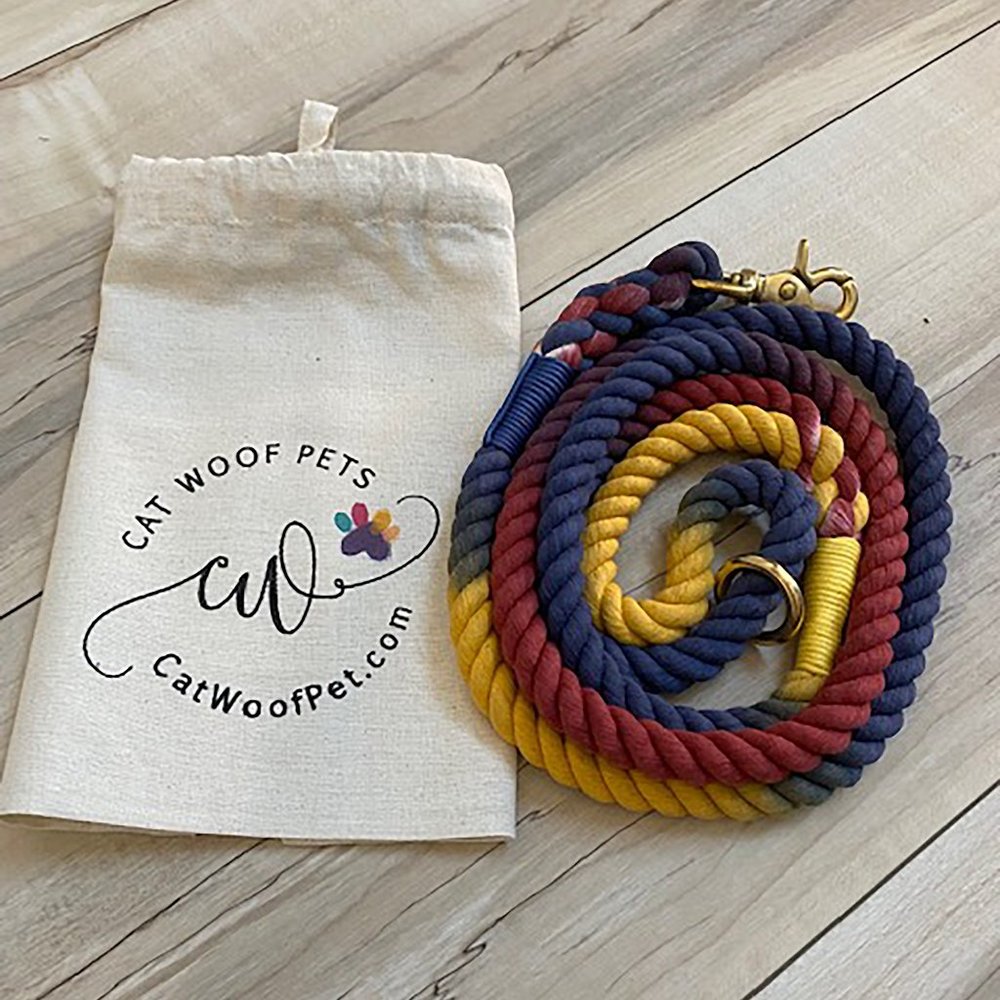 Dark Rainbow Ombre Cotton rope dog leash